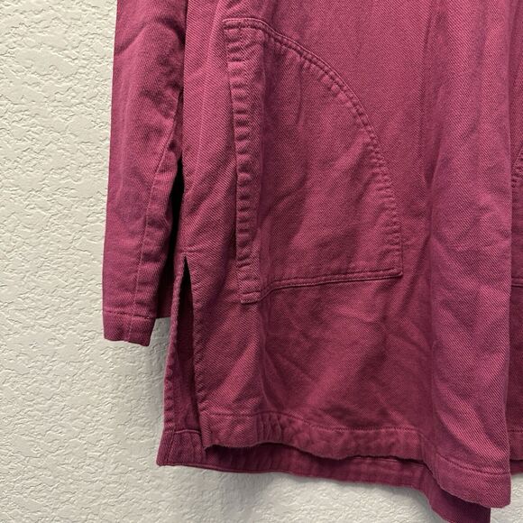 Soft Surroundings Cowl Neck Tunic Sweatshirt Magenta French Terry Pockets Cozy - Picture 7 of 12